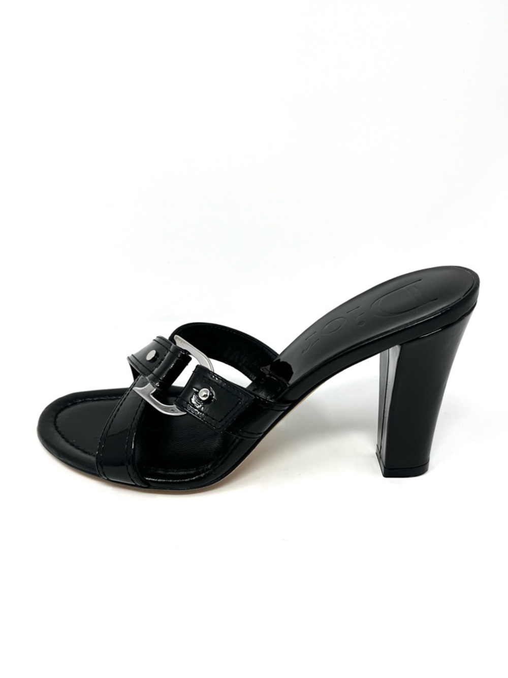 Vintage Christian Dior Galliano Y2K Black Patent D Buckle Sandals Heels 36.5 6.5 - Picture 11 of 11